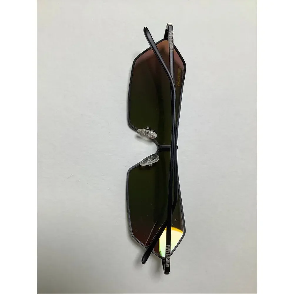 Poppy Lissiman Black Orange Mirror Lens Geometric RAZR Shield Sunglasses F16-33